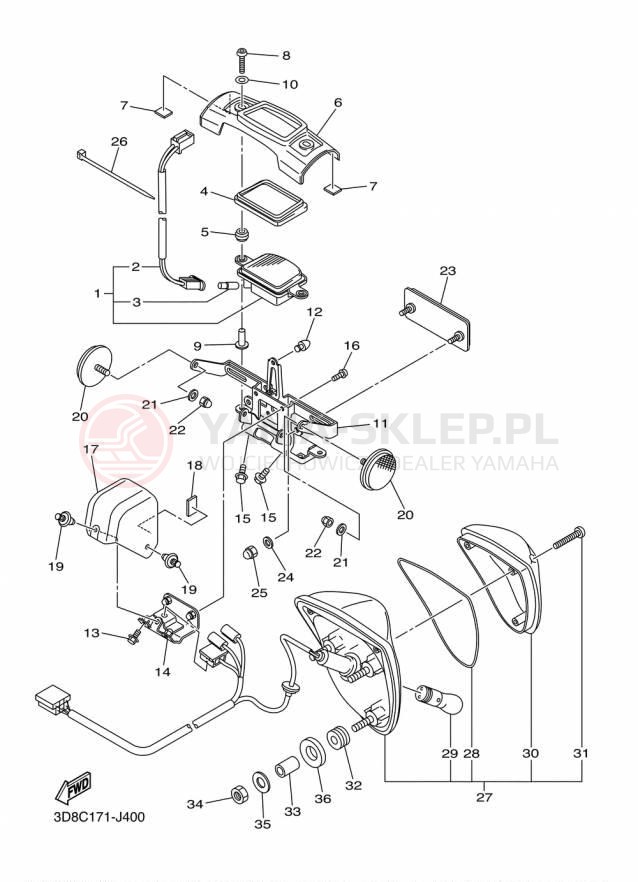 Schemat "lampa tył" do Yamaha V STAR 1300 XVS13AFCS/XVS13AFS