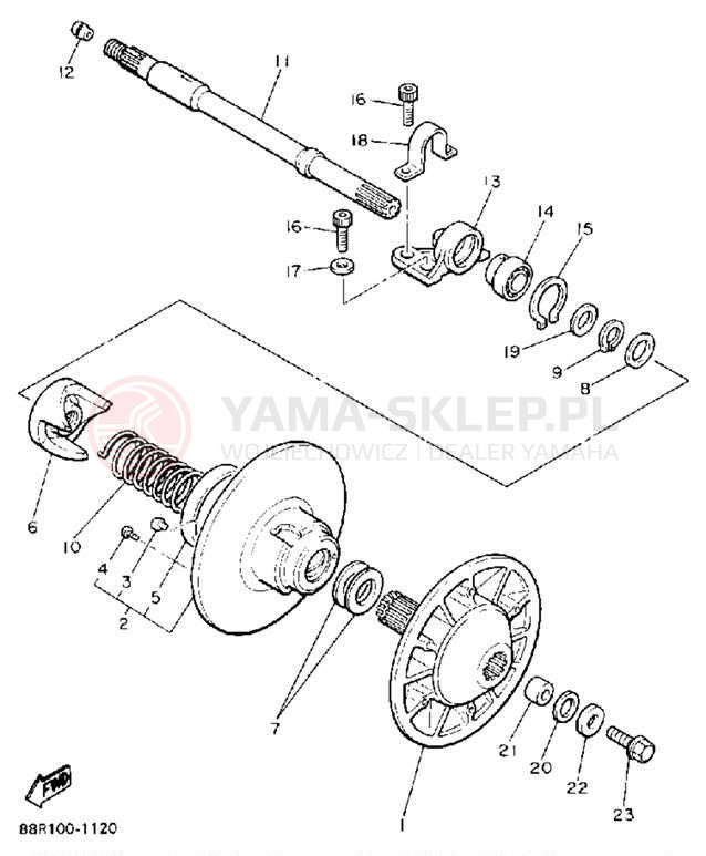 Schemat "Przeniesienie napędu" do Yamaha EXCITER II ST EX570STT
