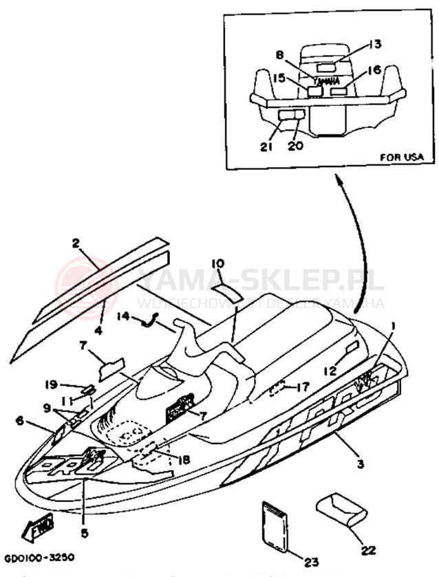 Schemat "Naklejki" do Yamaha WAVE RUNNER PRO VXR WRB700R