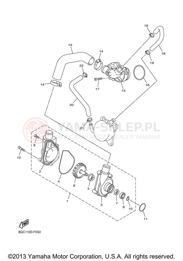 Schemat "Pompa wody" do Yamaha PHAZER MTX PZ50MTXL/PZ50MTXW