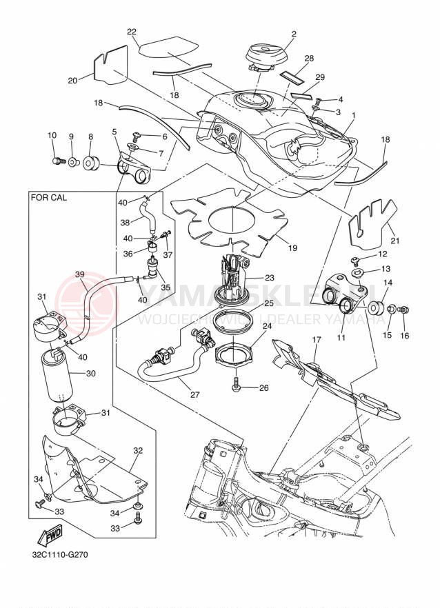 Schemat "zbiornik paliwa" do Yamaha WR250R WR25RF/WR25RFC