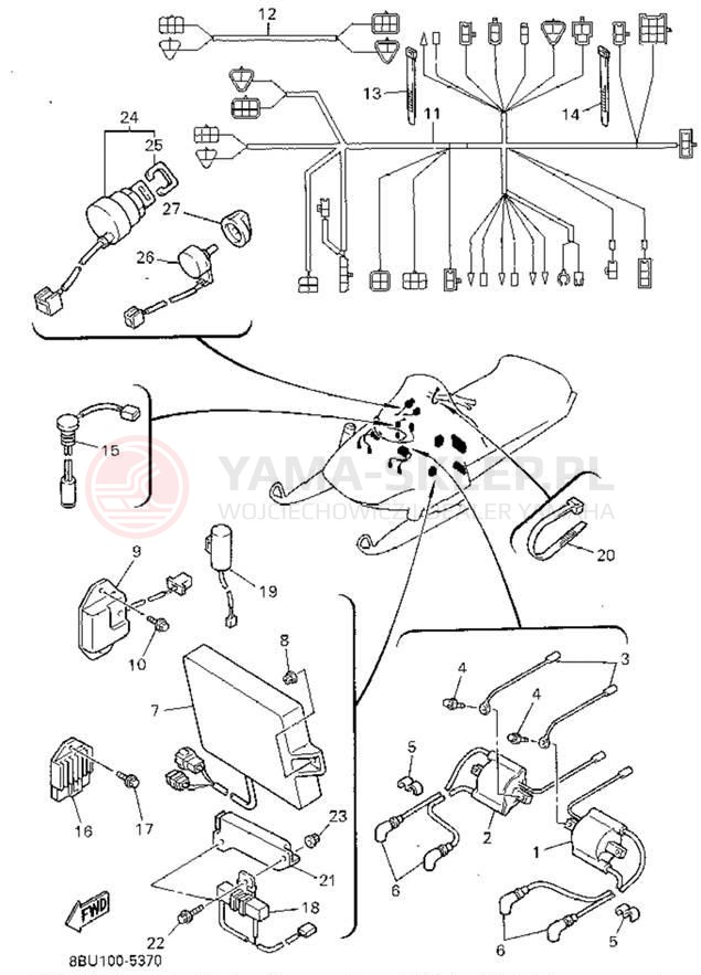 Schemat "układ elektryczny" do Yamaha VMAX-4 800 VX800V