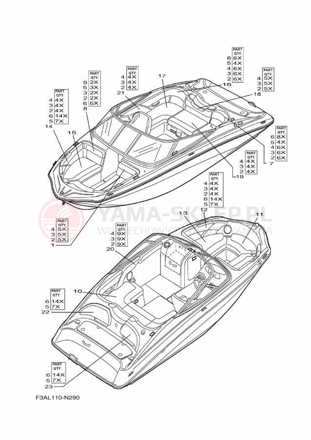 Schemat "Schowek pod siedzeniem," do Yamaha SX190 RX1800CP/RX1800DP
