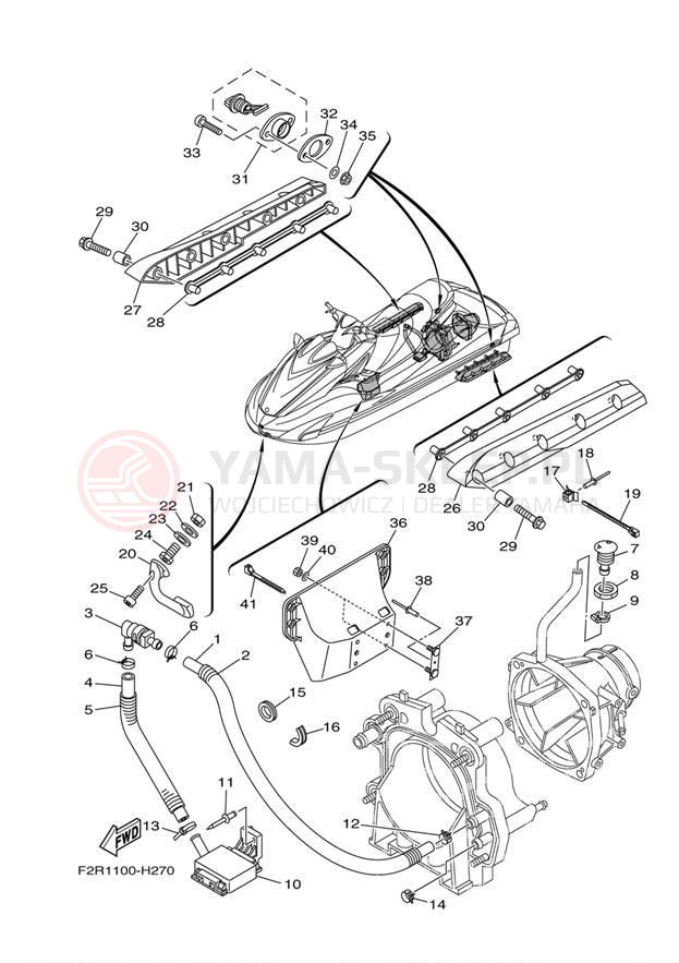 Schemat "HULL & DECK" do Yamaha WAVERUNNER FZR GX1800HB