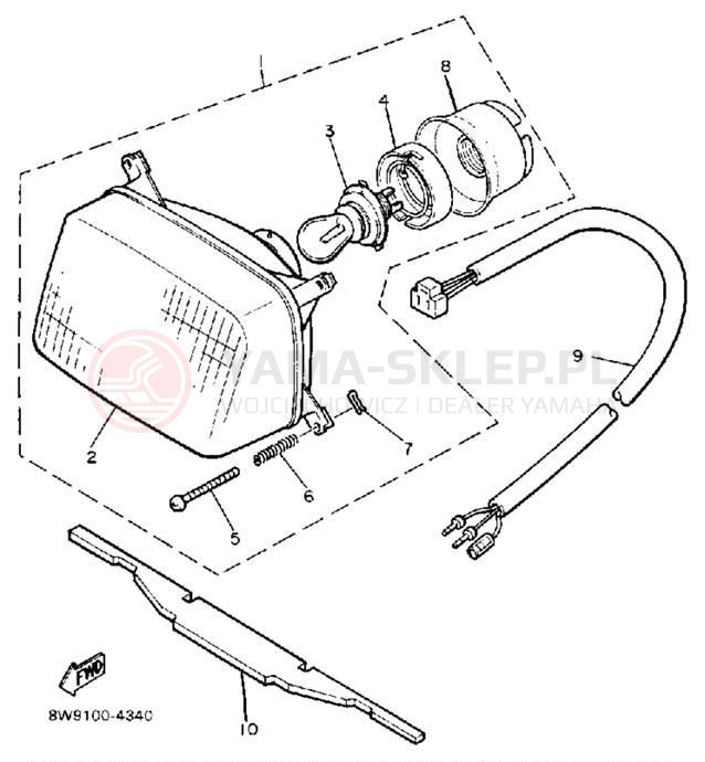 Schemat "Lampa przód" do Yamaha ET340TL