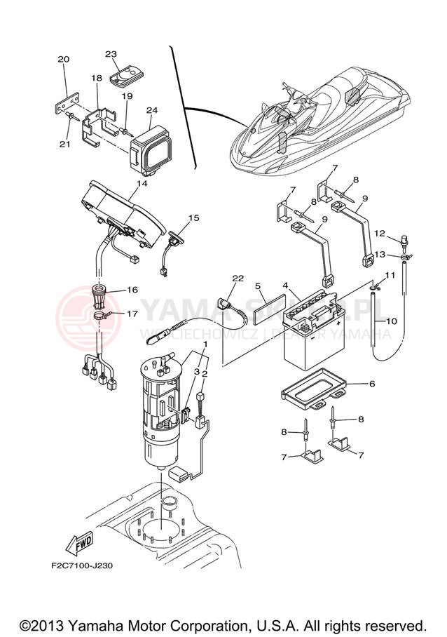 Schemat "układ elektryczny" do Yamaha WAVERUNNER FZS GX1800AJ