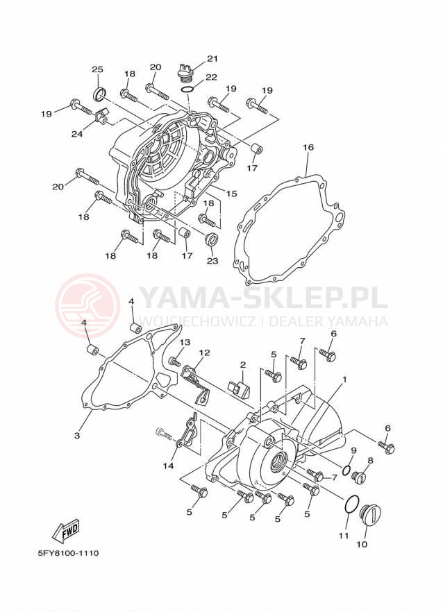 Schemat "Pokrywa silnika" do Yamaha TW200 TW200F1/TW200F1C