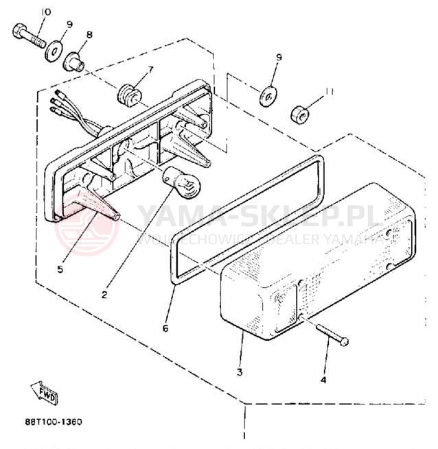 Schemat "lampa tył" do Yamaha VENTURE XL VT480R