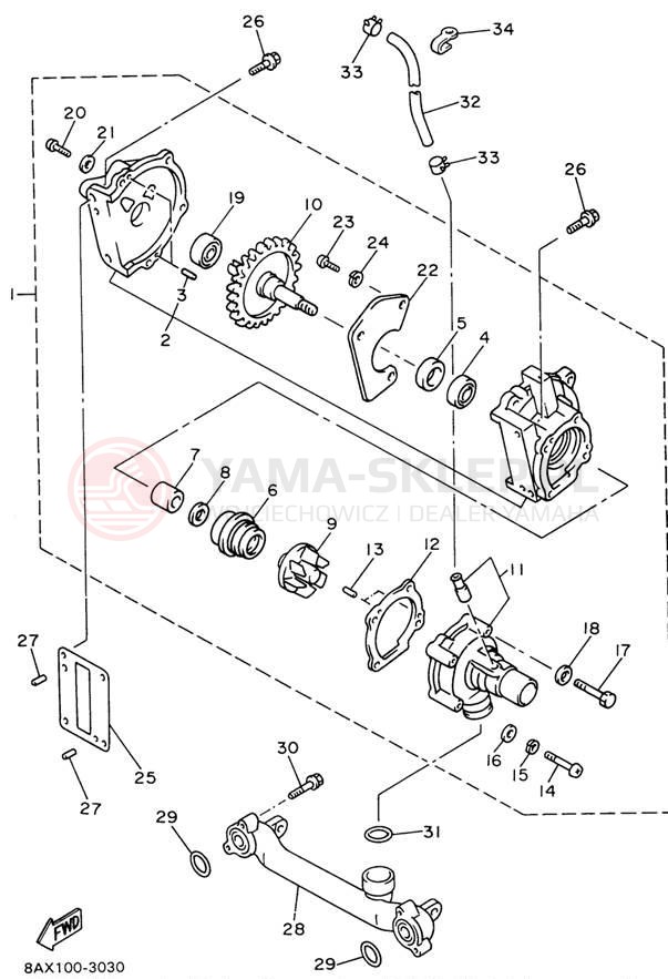 Schemat "Pompa wody" do Yamaha VMAX-4 MOUNTAIN MAX VX800STW