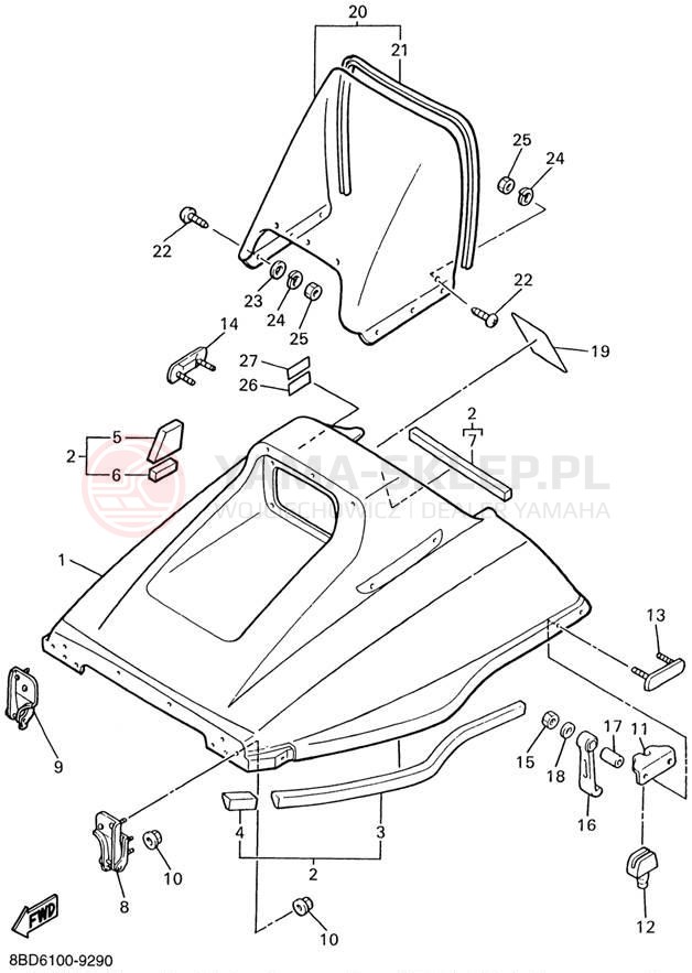 Schemat "SHROUD - WINDSHIELD" do Yamaha BRAVO LT BR250TD