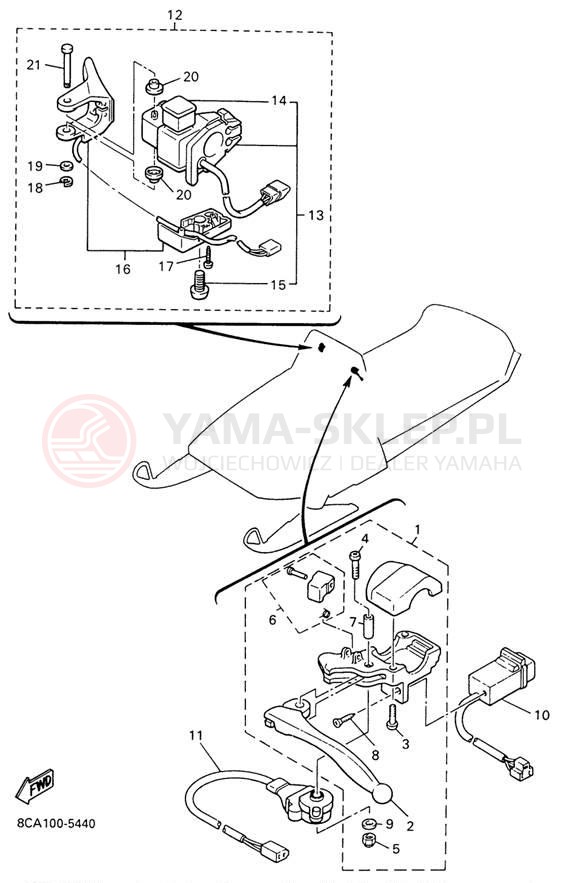 Schemat "Kierownica i osprzęt" do Yamaha VMAX 500 DX VX500DXW