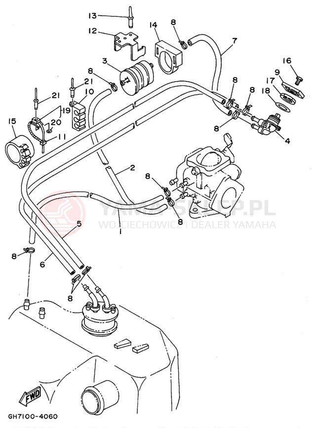 Schemat "Układ paliwowy" do Yamaha SUPER JET SJ700T