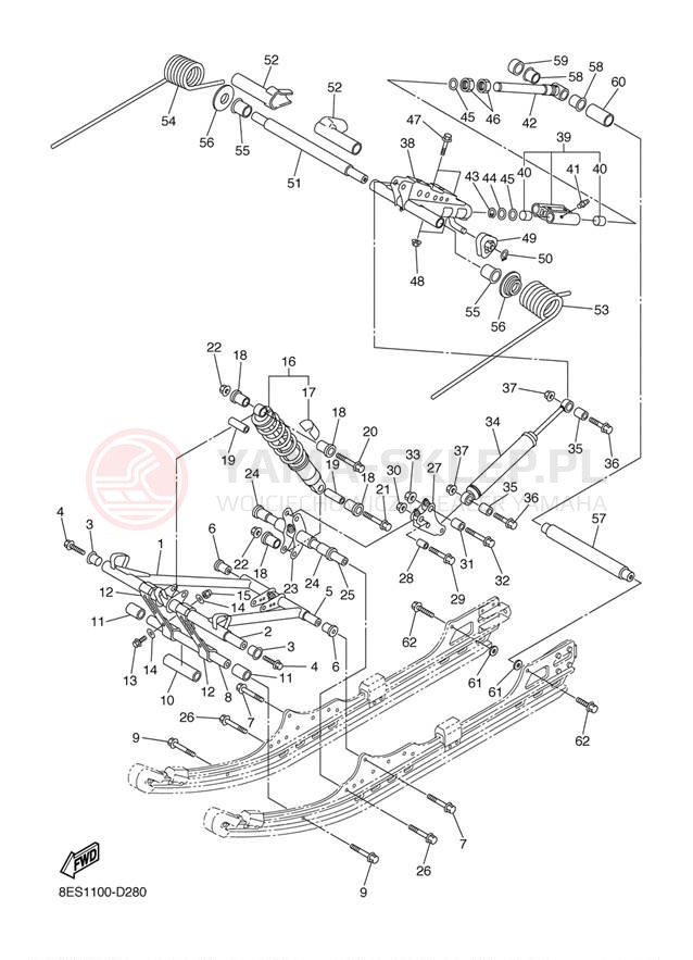 Schemat "Zawieszenie gąsiennicy" do Yamaha RS Vector ER RS90RK