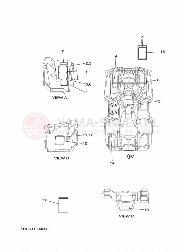 Schemat "naklejki" do Yamaha GRIZZLY 4WD HUNTER YFM700DHFH