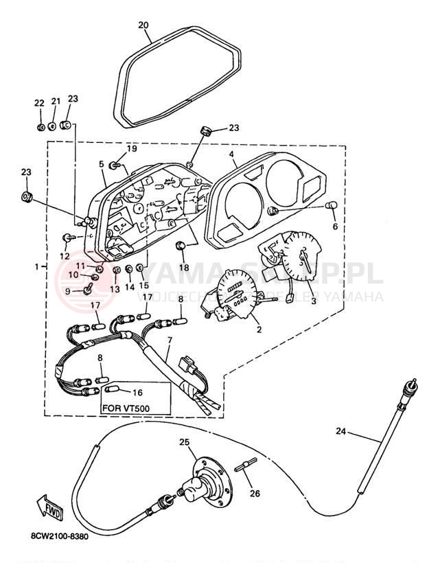 Schemat "licznik" do Yamaha VENTURE 500 VT500B/VT600B