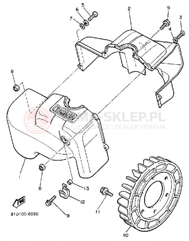 Schemat "Obudowa wentylatora" do Yamaha BRAVO LT (LONG TRACK) BR250TR