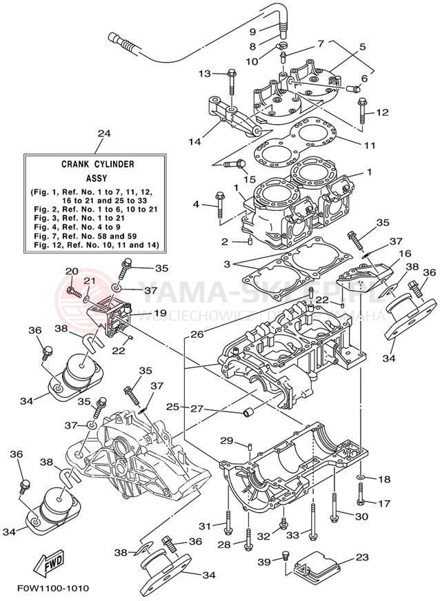 Schemat "Obudowa silnika - cylinder" do Yamaha GP800R GP800AZ