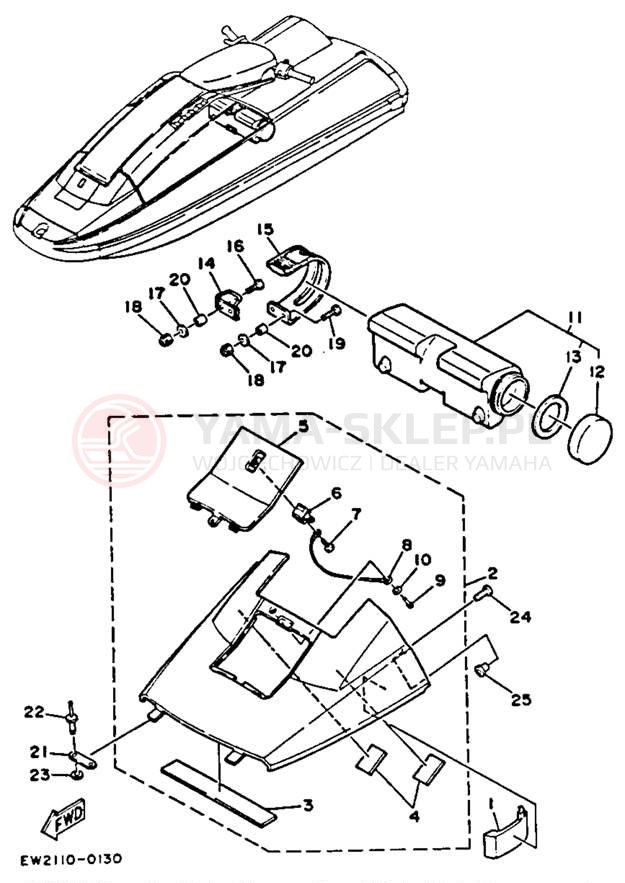 Schemat "HULL & DECK" do Yamaha SUPER JET SJ650R