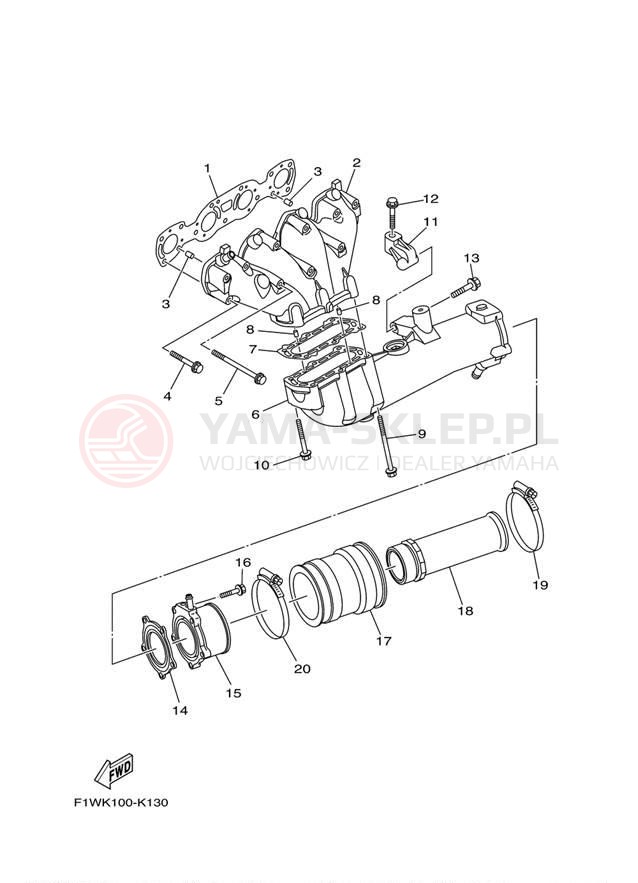 Schemat "wydech" do Yamaha WAVERUNNER FZS GX1800AL