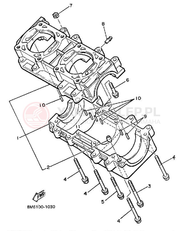 Schemat "Obudowa silnika" do Yamaha V-MAX VMX540K