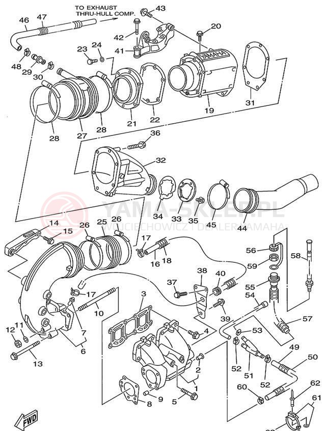 Schemat "wydech" do Yamaha WAVE RUNNER XL760 XL760X