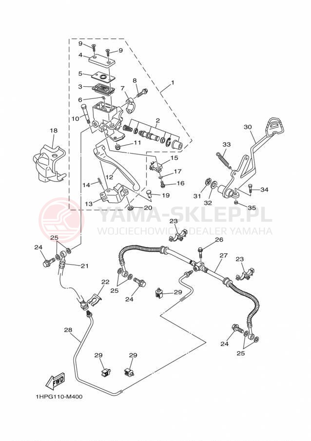 Schemat "Pompa hamulcowa tył" do Yamaha GRIZZLY 4WD HUNTER YFM700DHFH