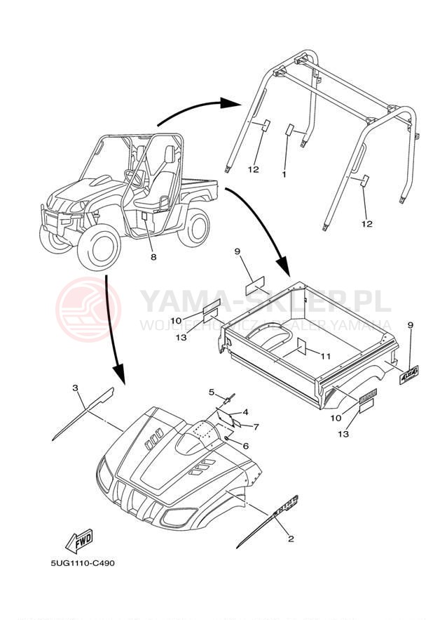 Schemat "naklejki" do Yamaha RHINO HUNTER YXR660FAHT