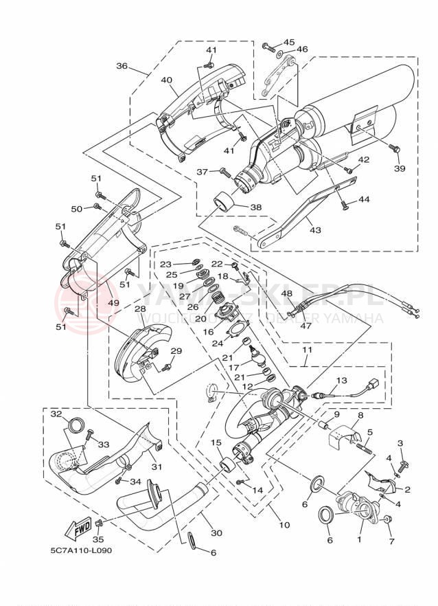 Schemat "Wydech końcowy" do Yamaha RAIDER XV19CFCGY/XV19CFGY