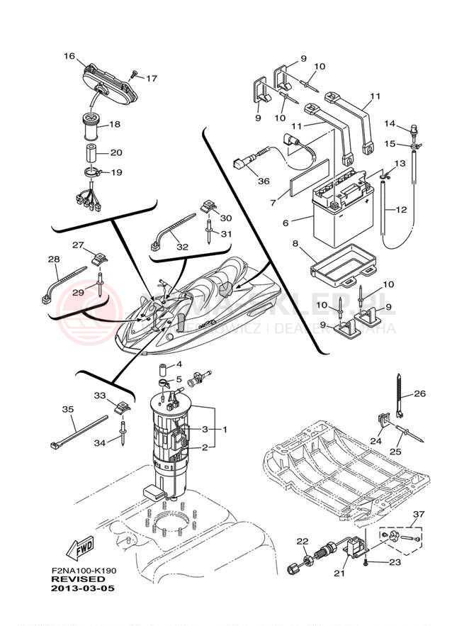 Schemat "układ elektryczny" do Yamaha WAVERUNNER VX SPORT VX1100CL