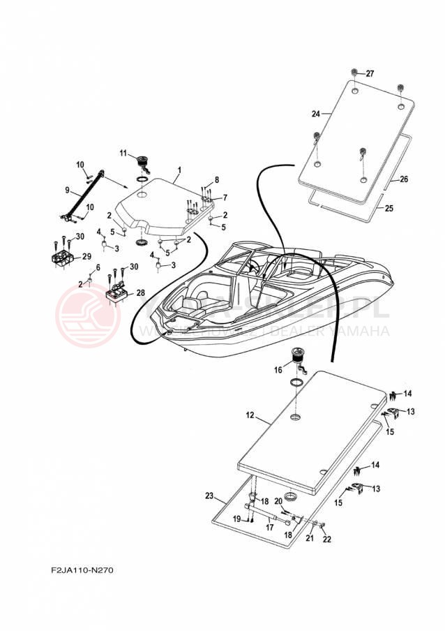 Schemat "DECK HATCH" do Yamaha 212SS XAT1800DP/XAT1800CP