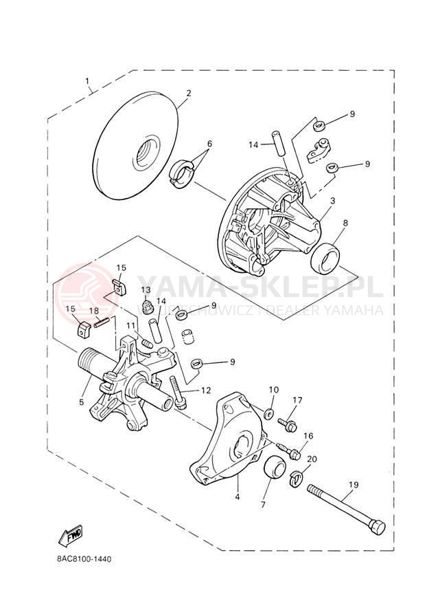 Schemat "sprzęgło - zestaw naprawczy" do Yamaha VK 540 III VK540EH