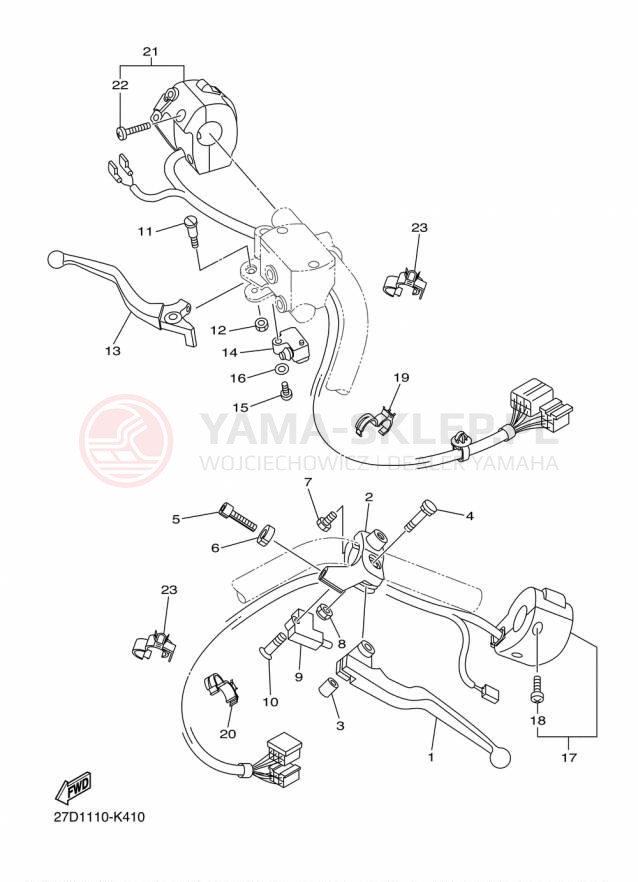Schemat "Kierownica i osprzęt" do Yamaha STRYKER XVS13CFCS/XVS13CFS