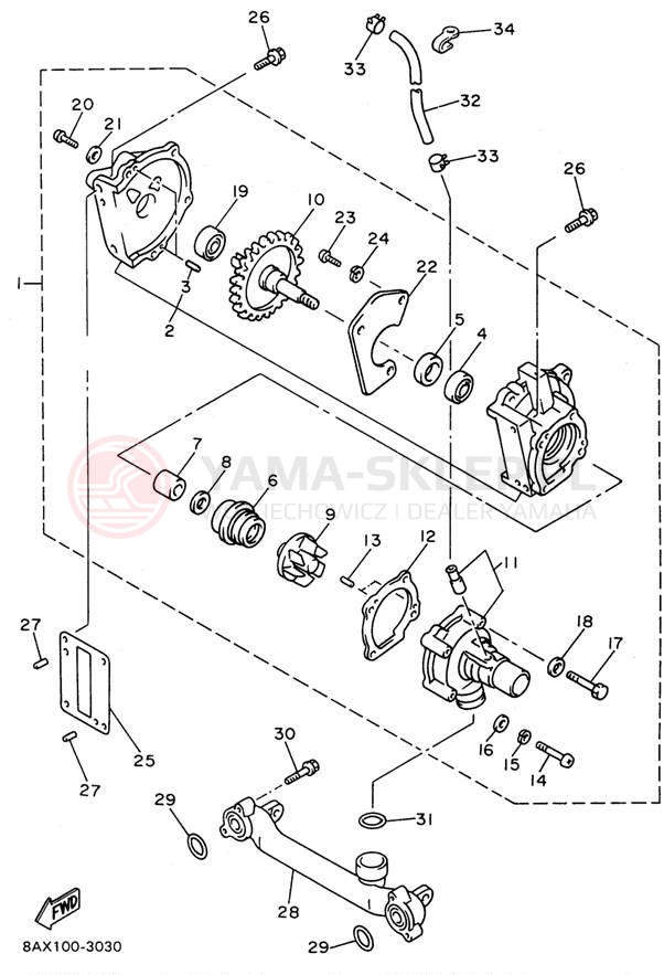 Schemat "Pompa wody" do Yamaha VMAX-4 800 VX800W