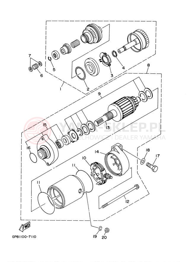 Schemat "rozrusznik" do Yamaha GP1200 GP1200AA/GP1200ACA