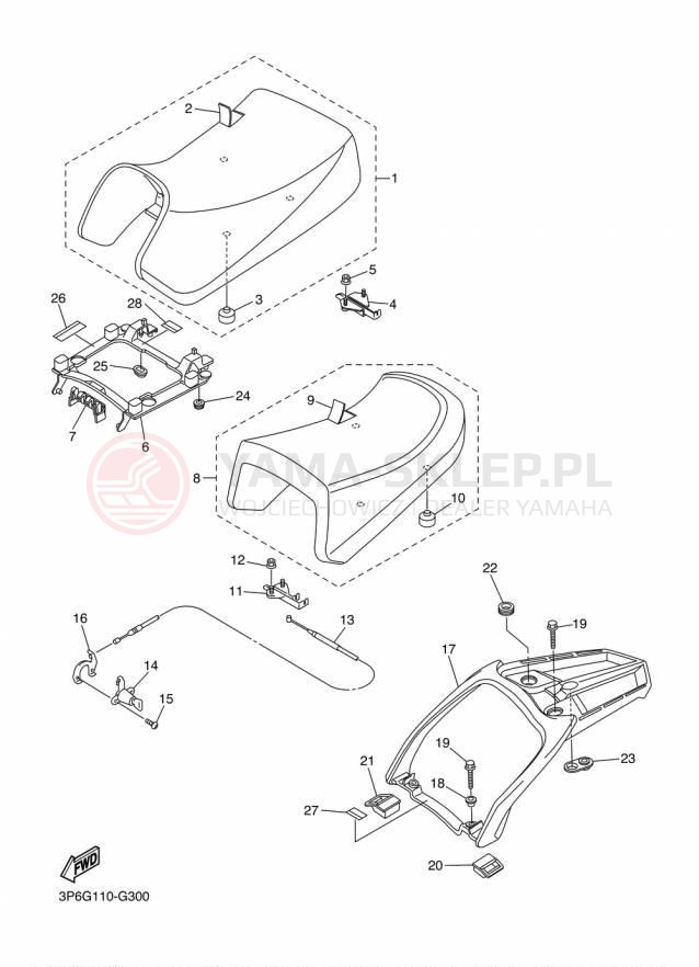 Schemat "siedzenie" do Yamaha FJR1300A FJR13AFC/FJR13AF