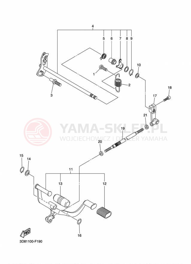 Schemat "Dźwignia zmiany biegów, wałek" do Yamaha V STAR 1300 XVS13AFCS/XVS13AFS