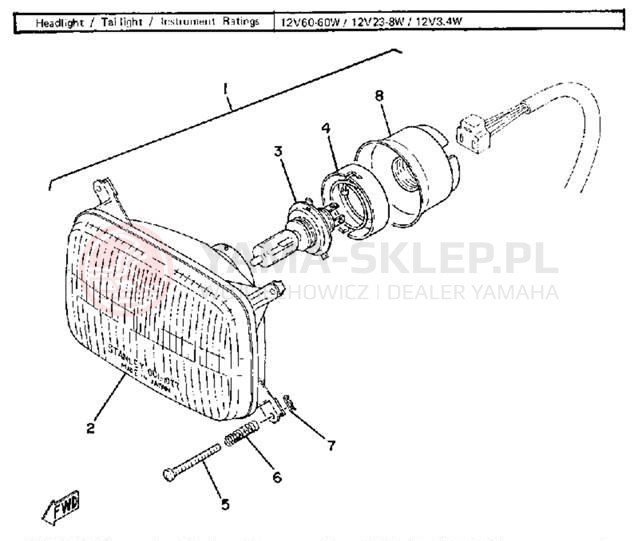 Schemat "Lampa przód" do Yamaha ET340EC