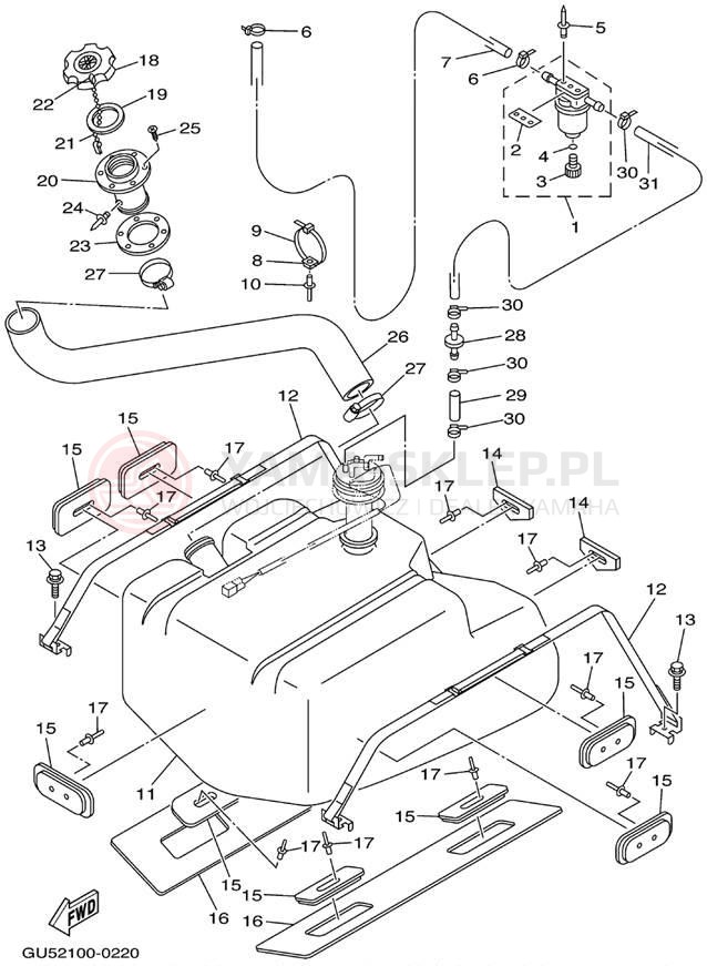 Schemat "zbiornik paliwa" do Yamaha SV1200/SV1200/SV1200Z