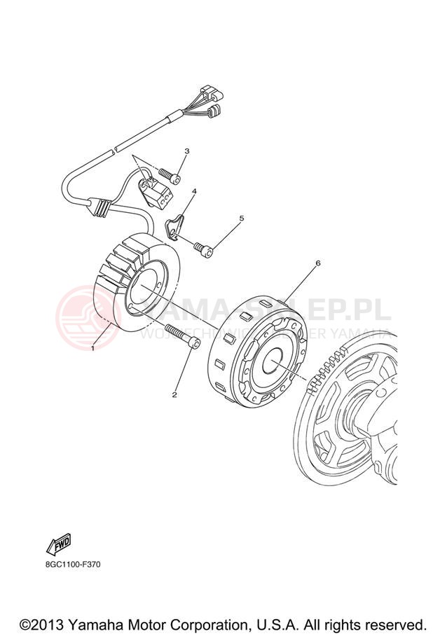Schemat "prądnica" do Yamaha VENTURE LITE PZ50VTXL/PZ50VTXR