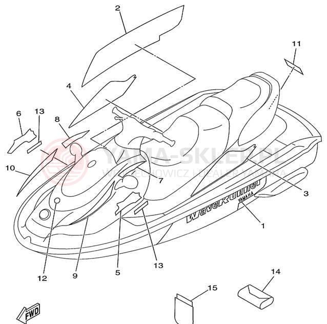 Schemat "Naklejki" do Yamaha WAVE RUNNER XL760 XL760X