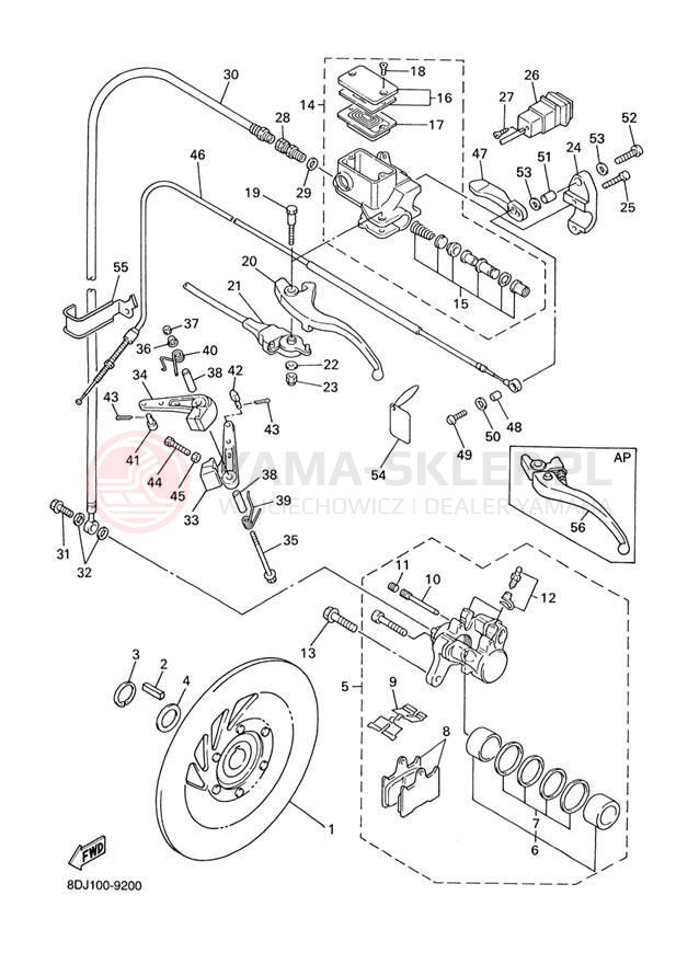 Schemat "hamulec" do Yamaha VENTURE XL VT500XLL