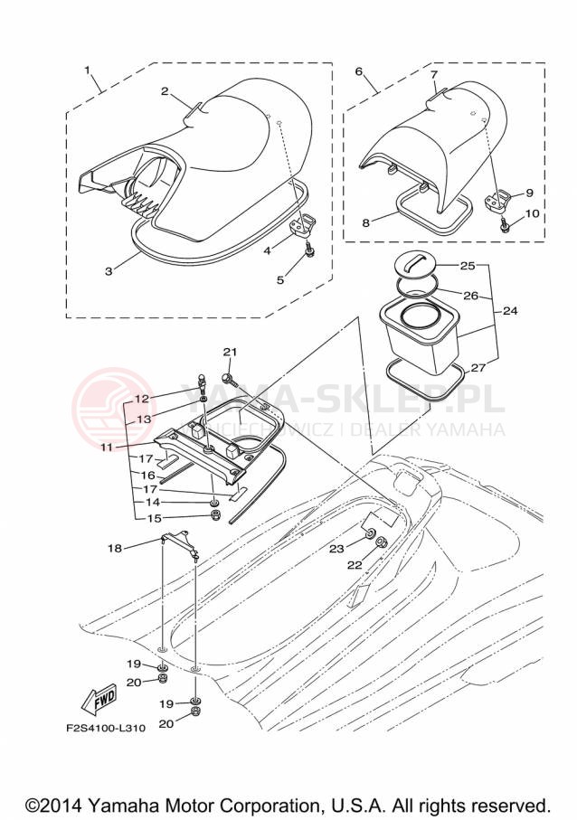 Schemat "Siedzenie i schowek" do Yamaha WAVERUNNER FX HO FB1800P