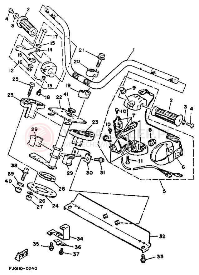 Schemat "Kierownica i osprzęt" do Yamaha WAVE RUNNER III WRA650RA