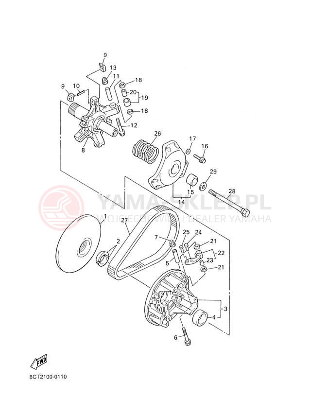 Schemat "PRIMARY SHEAVE" do Yamaha SX500R SX500F