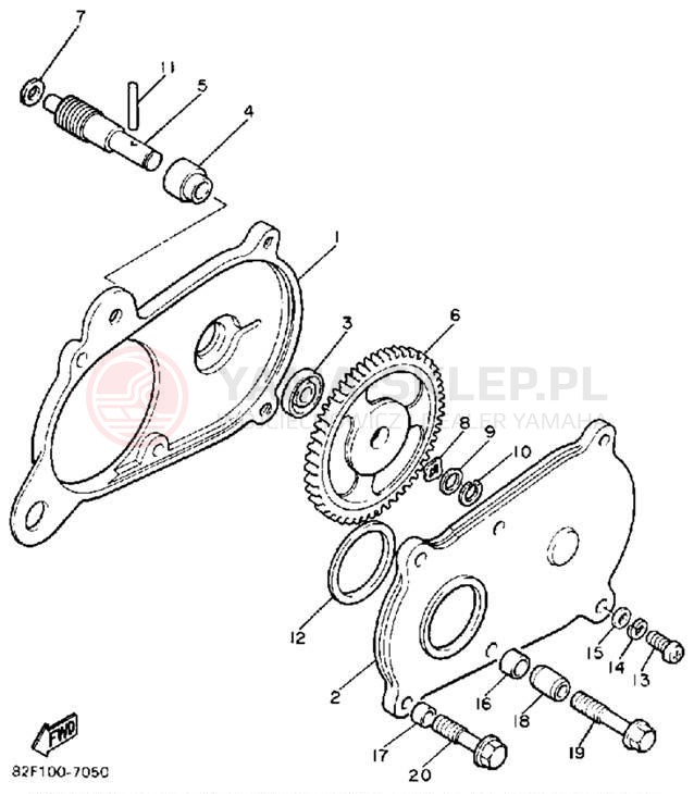 Schemat "PUMP DRIVE - GEAR" do Yamaha BRAVO T (LONG TRACK) BR250TL