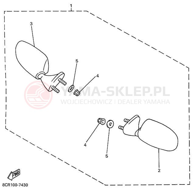 Schemat "Lusterko wsteczne" do Yamaha VMAX 600 VX600C/VX500C