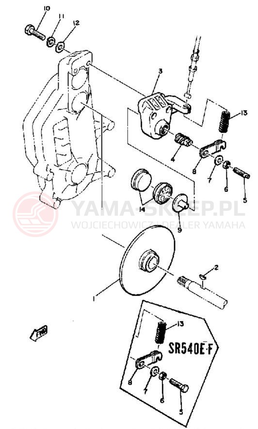 Schemat "hamulec" do Yamaha SR540F