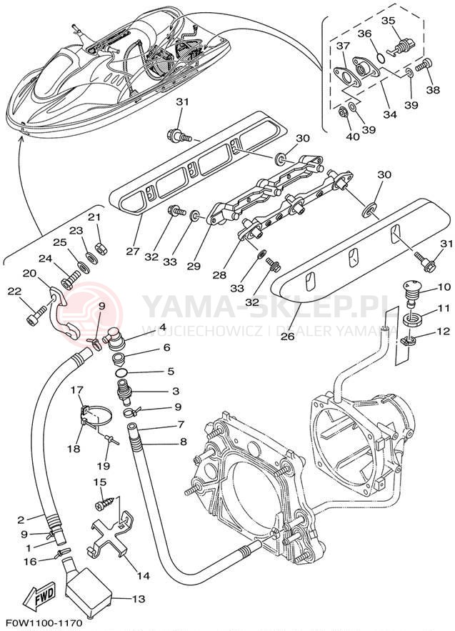 Schemat "HULL & DECK" do Yamaha GP800R GP800AZ