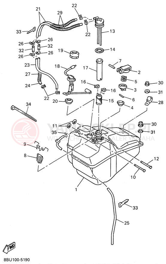 Schemat "zbiornik paliwa" do Yamaha VMAX-4 MOUNTAIN MAX VX800STW