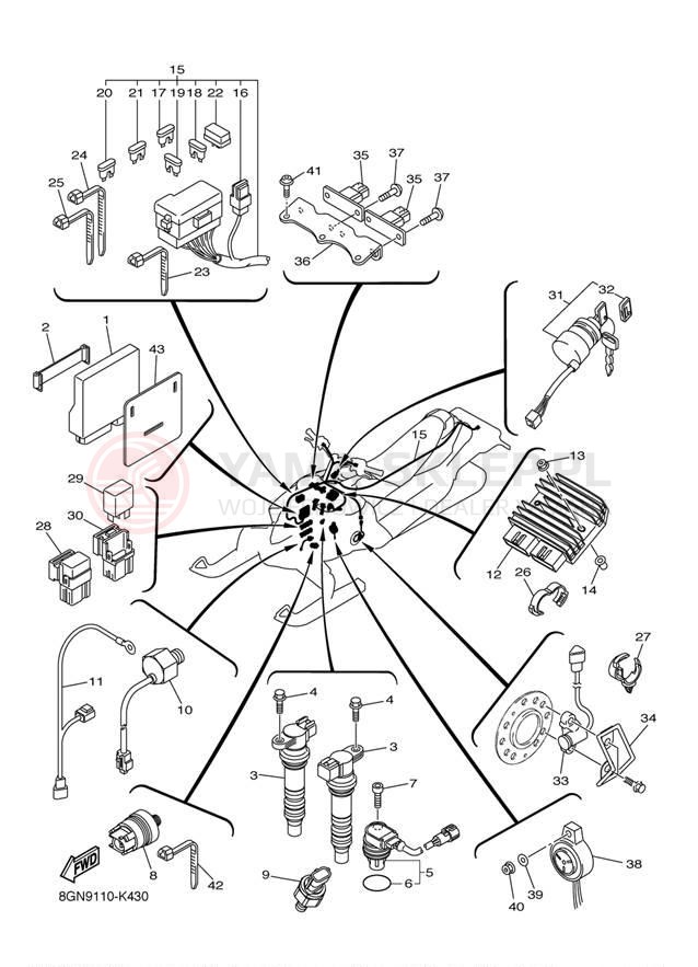 Schemat "układ elektryczny" do Yamaha PHAZER GT PZ50GTAW